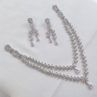 Akruti Collection Silver Plated American Diamond Necklace Set