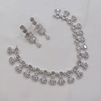 Akruti Collection Silver Plated American Diamond Necklace Set