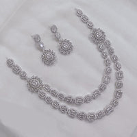 Akruti Collection Silver Plated American Diamond Necklace Set