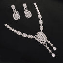 Akruti Collection Silver Plated American Diamond Necklace Set