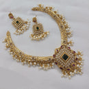 Akruti Collection Gold Plated Pota Stone And Beads Necklace Set