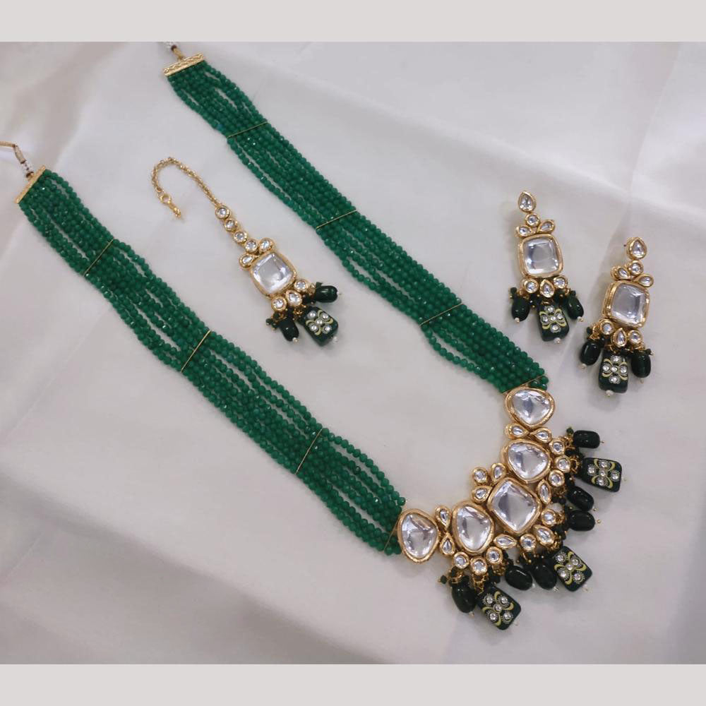 Akruti Collection Timeless Tradition Kundan And  Beads Long Necklace Set