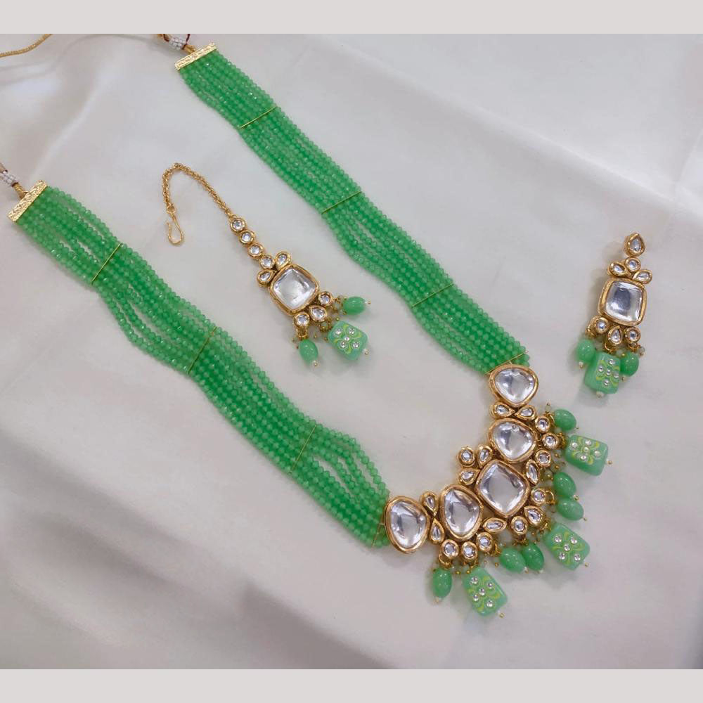 Akruti Collection Timeless Tradition Kundan And  Beads Long Necklace Set