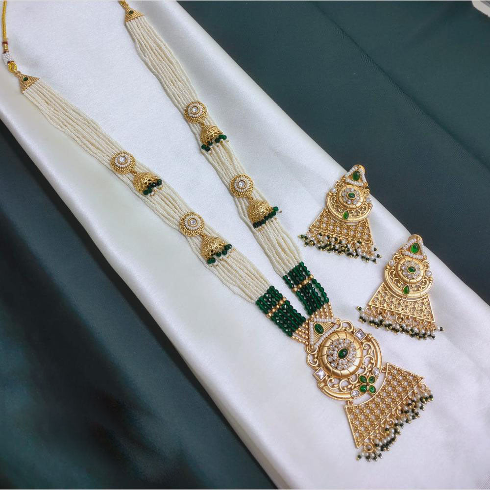 Akruti Collection Tradition Reimagined Crystal Stone And Pearl Long Necklace Set