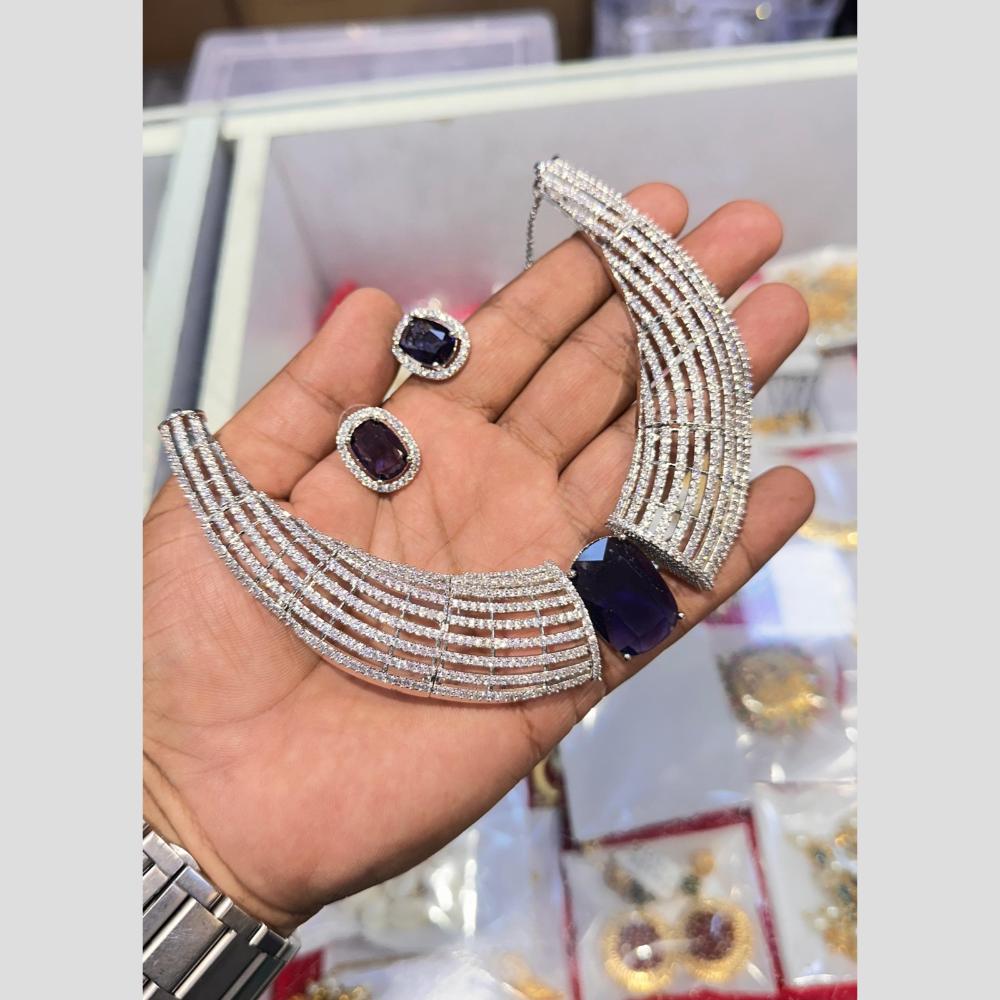 Akruti Collection Radiant Glow Modern American Daimonds Necklace Set