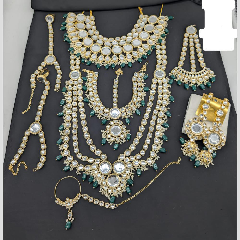 Akruti Collection Queen's Charm Kundan And Beads Fusion Look Bridal Set