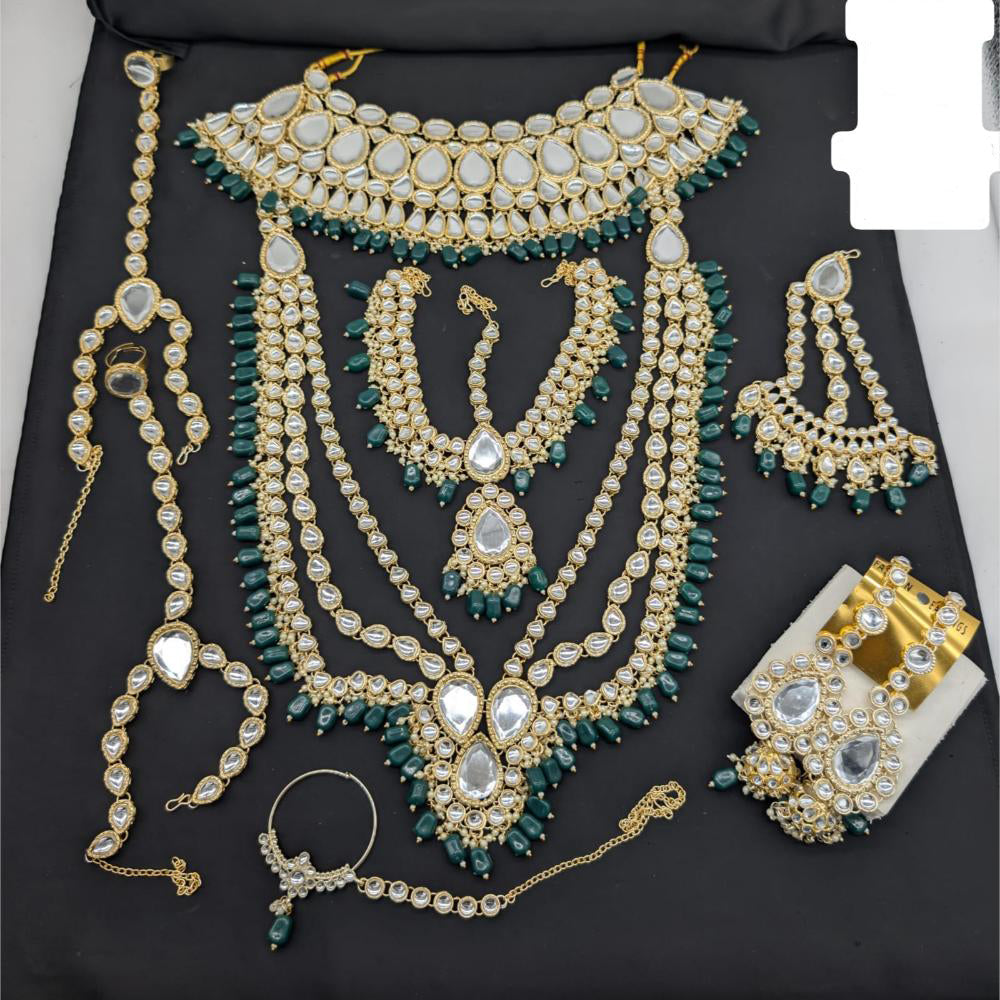 Akruti Collection Queen's Charm Kundan And Beads Fusion Look Bridal Set
