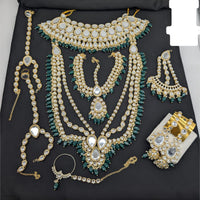 Akruti Collection Queen's Charm Kundan And Beads Fusion Look Bridal Set