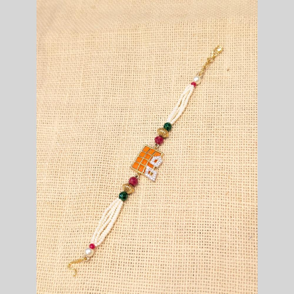 Akruti Collection Elegant Pearl Rakhi – Traditional Love with a Touch of Grace