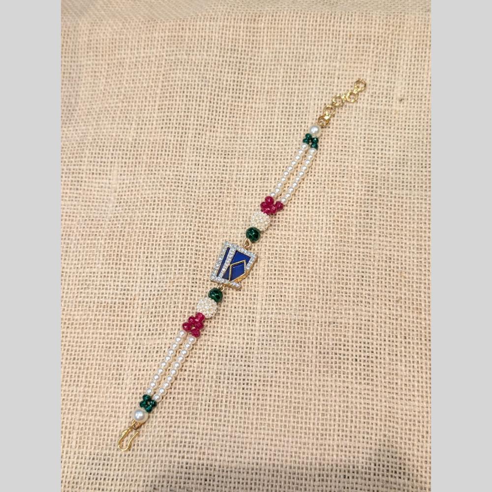 Akruti Collection Elegant Pearl Rakhi – Traditional Love with a Touch of Grace