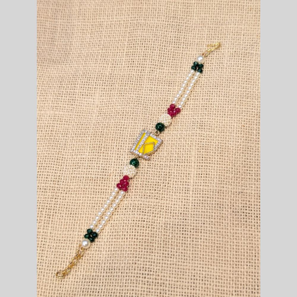 Akruti Collection Elegant Pearl Rakhi – Traditional Love with a Touch of Grace
