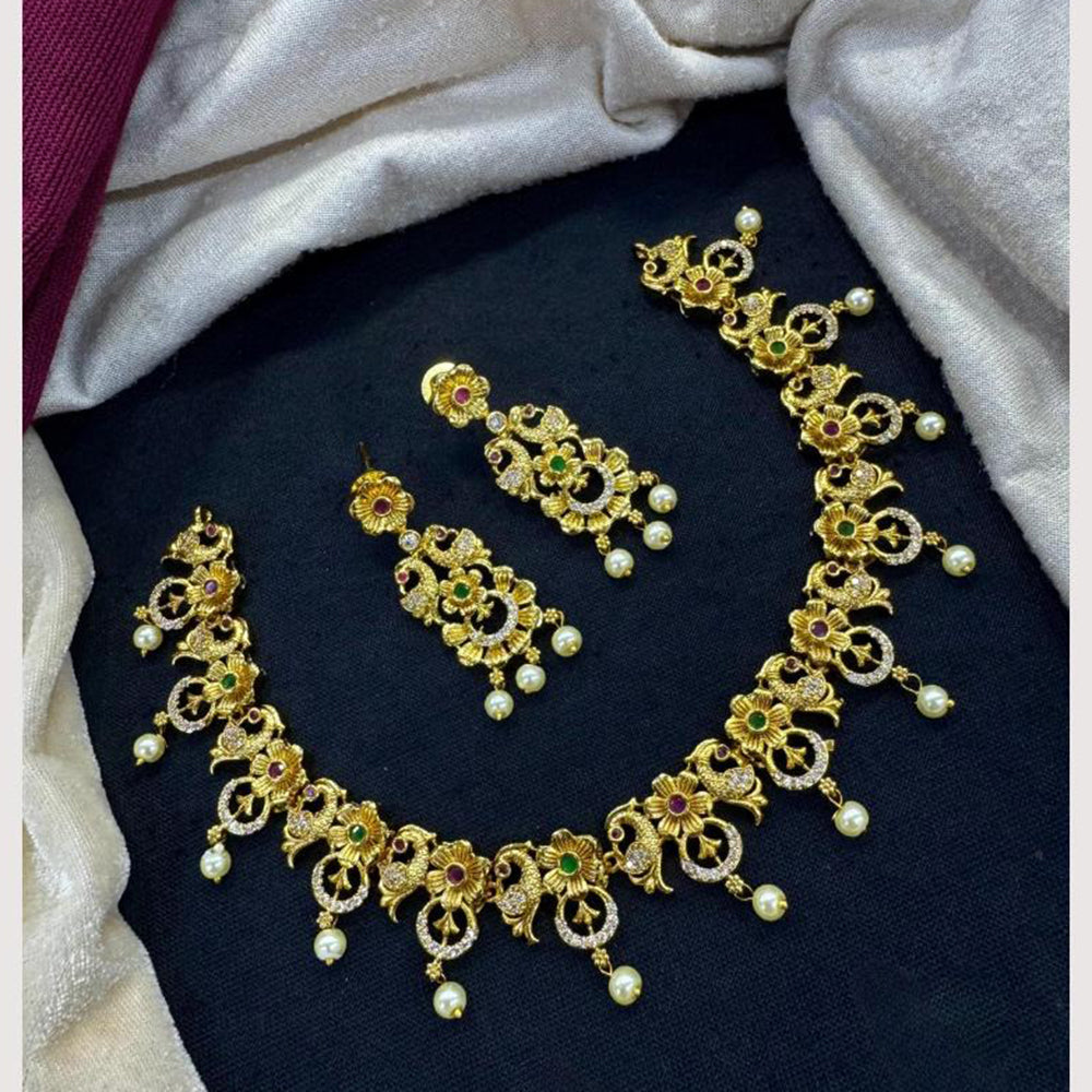 Akruti Collection Luxe Sparkle Austrain Stone And Pearl Fusion Necklace Set