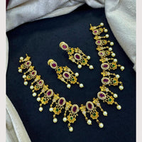 Akruti Collection Fusion Glow Austrain And Pota Stone Pearl Designer Necklace Set 