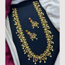 Akruti Collection Austrain And Pota Stone Pearl Exculsive Long Designer Necklace Set