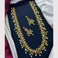 Akruti Collection Austrain And Pota Stone Pearl Exculsive Long Designer Necklace Set