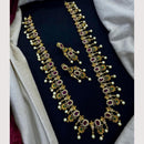 Akruti Collection Austrain And Pota Stone Pearl Exculsive Long Designer Necklace Set