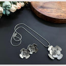 Akruti Collection Floral Charm Delicate Flower Design Chain Pendent Set 