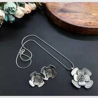 Akruti Collection Floral Charm Delicate Flower Design Chain Pendent Set 