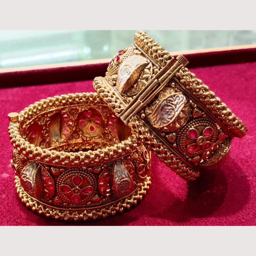 Akruti Collection Ethnic Glow Pota Stone Meenakari Openable Bangle Set