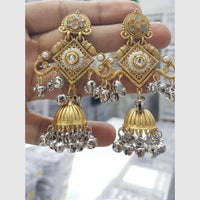 Akruti Collection Elegant 2 Toned Floral design Jhumki Earrings
