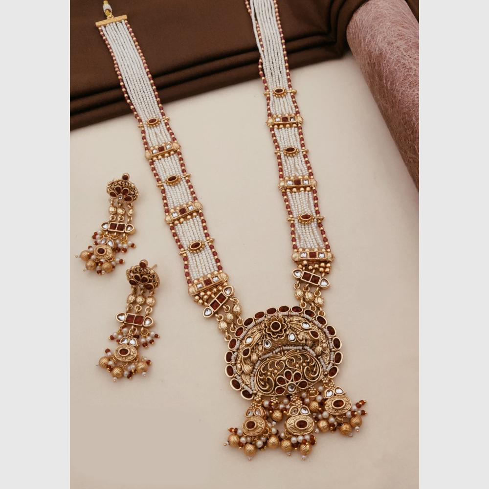 Akruti Collection Pota Stone Pearl Long Necklace
