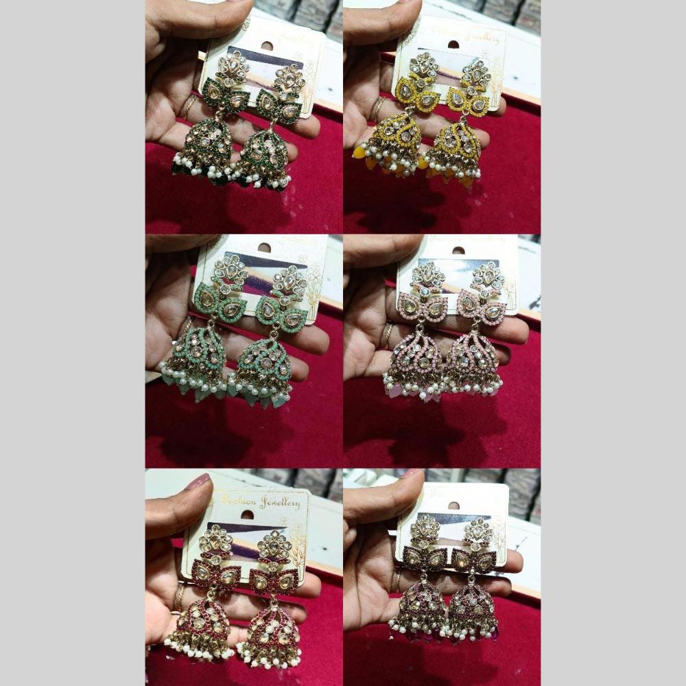 Akruti Floral Jhumka Earrings – Handcrafted with Austrian Stones