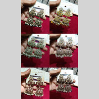 Akruti Floral Jhumka Earrings – Handcrafted with Austrian Stones