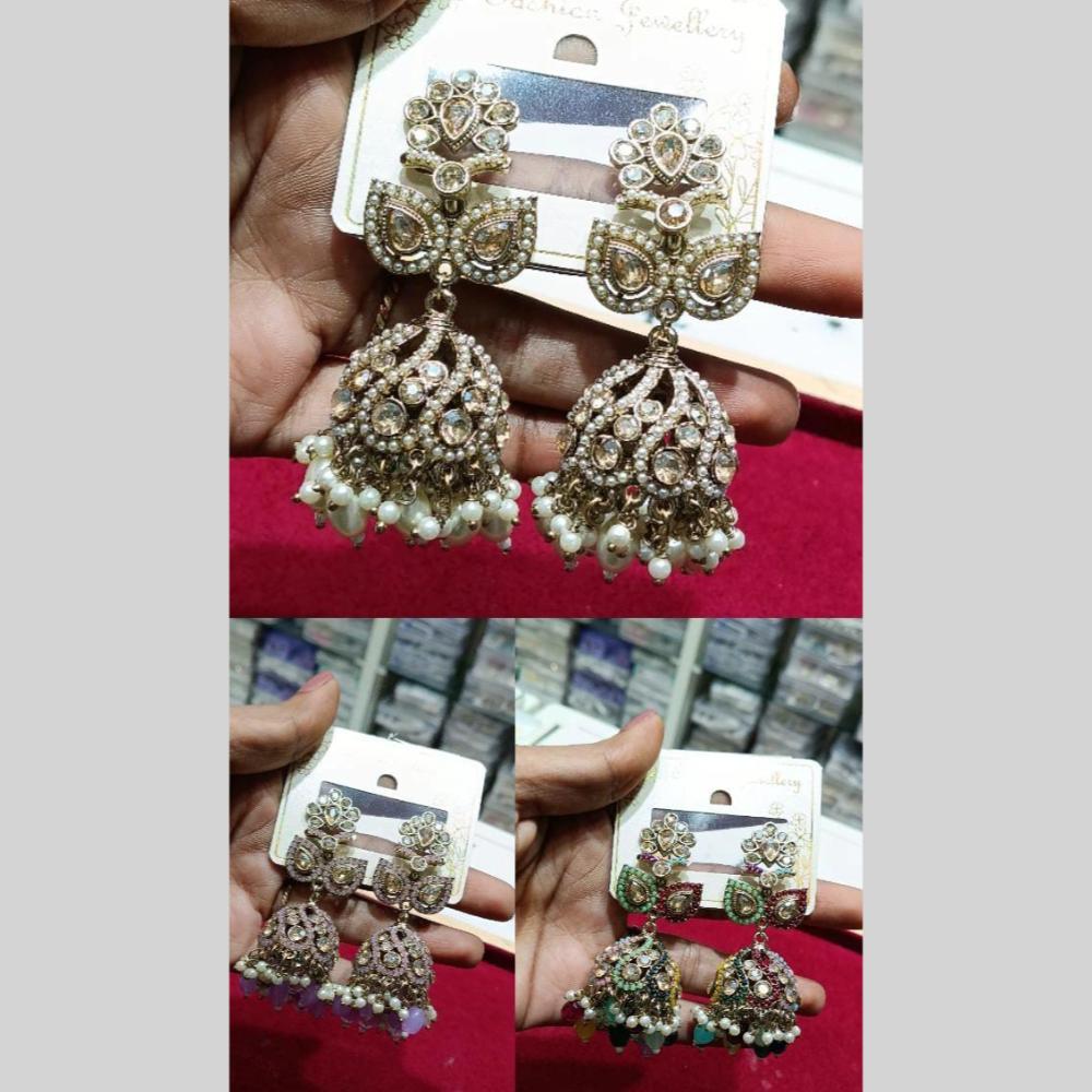 Akruti Floral Jhumka Earrings – Handcrafted with Austrian Stones