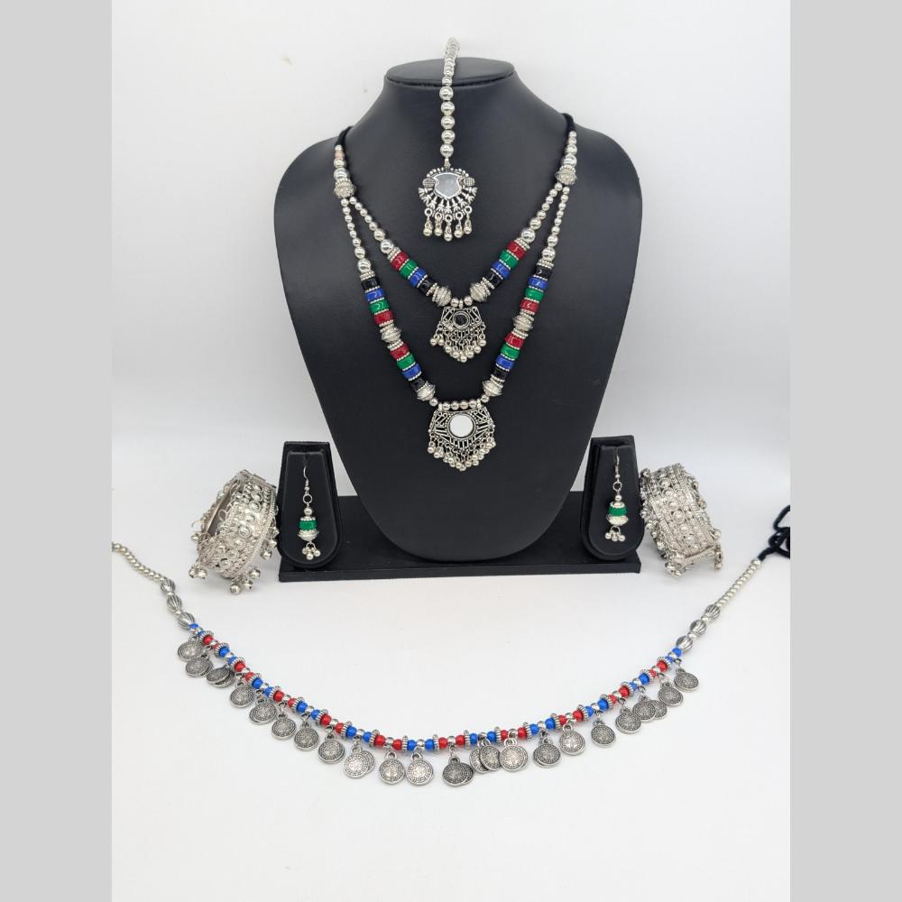 Akruti Ethnic Jewelry for Garba Looks  Navratri Oxidized Necklace Full Set