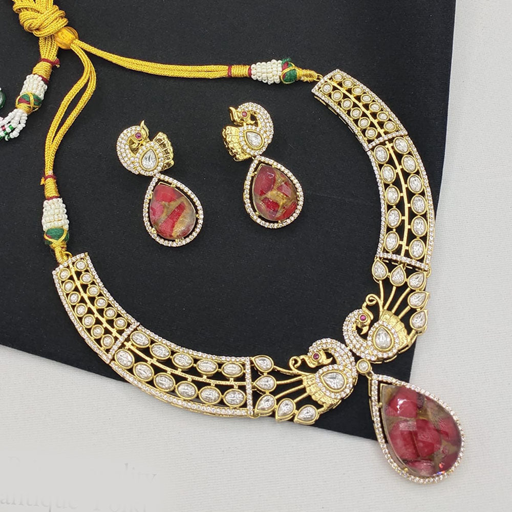 Akruti Collection Kundan Stone Necklace Set