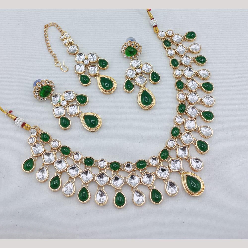 Akruti Collection Elegant Gold Plated Kundan Stone Necklace Set