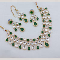 Akruti Collection Elegant Gold Plated Kundan Stone Necklace Set