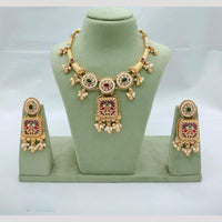 Akruti Collection Traditional Pota Stone And Pearl Necklace Set