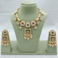 Akruti Collection Traditional Pota Stone And Pearl Necklace Set