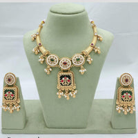 Akruti Collection Traditional Pota Stone And Pearl Necklace Set