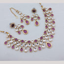 Akruti Collection Elegant Gold Plated Kundan Stone Necklace Set