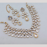 Akruti Collection Elegant Gold Plated Kundan Stone Necklace Set
