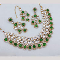 Akruti Collection Elegant Gold Plated Kundan Stone Necklace Set