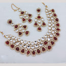 Akruti Collection Elegant Gold Plated Kundan Stone Necklace Set