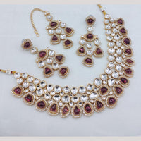 Akruti Collection Elegant Gold Plated Kundan Stone Necklace Set