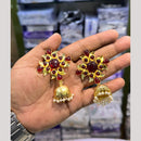 Akruti Collection Antique Gold Plated Pota Stones And Pearls Jhumki Earrings