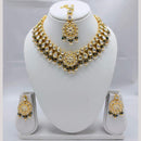Akruti Collection Antique Gold Plated Kundan Stone And Pearls Necklace Set