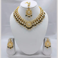 Akruti Collection Antique Gold Plated Kundan Stone And Pearls Necklace Set