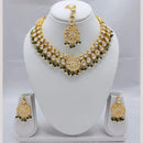 Akruti Collection Antique Gold Plated Kundan Stone And Pearls Necklace Set