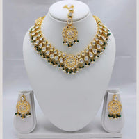 Akruti Collection Antique Gold Plated Kundan Stone And Pearls Necklace Set