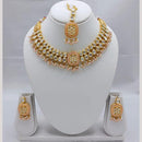Akruti Collection Antique Gold Plated Kundan Stone And Pearls Necklace Set