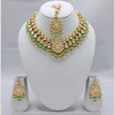 Akruti Collection Antique Gold Plated Kundan Stone And Pearls Necklace Set