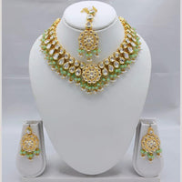 Akruti Collection Antique Gold Plated Kundan Stone And Pearls Necklace Set