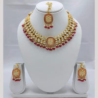 Akruti Collection Antique Gold Plated Kundan Stone And Pearls Necklace Set