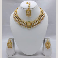 Akruti Collection Antique Gold Plated Kundan Stone And Pearls Necklace Set